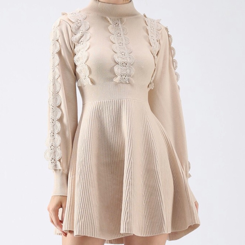 Amiable Attraction Crochet A-Lined Knit Dress